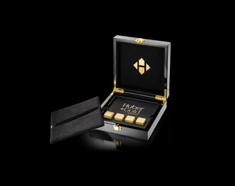 23K und 24K Gold Zuckerwürfel in edler Klavierlackbox