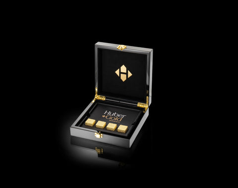 23K und 24K Gold Zuckerwürfel in edler Klavierlackbox